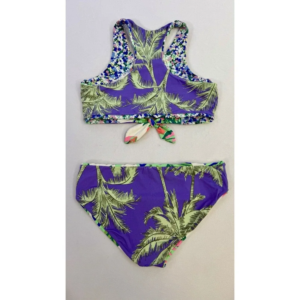 Maaji Girls 2 Piece Bikini Swimsuit Tropical Reversible Sz 10 EUC Beach Pool